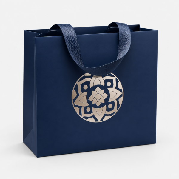 Bolsa azul marino con rangoli metálico (002)